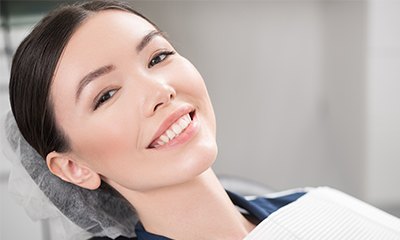 Smiling woman in dental chair