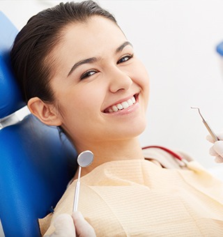 Woman at dental checkup