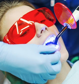 Patient receiving direct bonding treatment