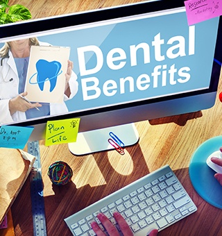 Dental benefits on computer screen