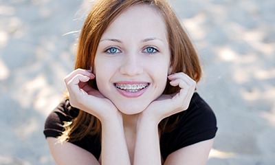 Young woman with braces